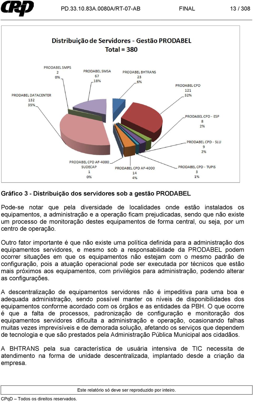 operação ficam prejudicadas, sendo que não existe um processo de monitoração destes equipamentos de forma central, ou seja, por um centro de operação.