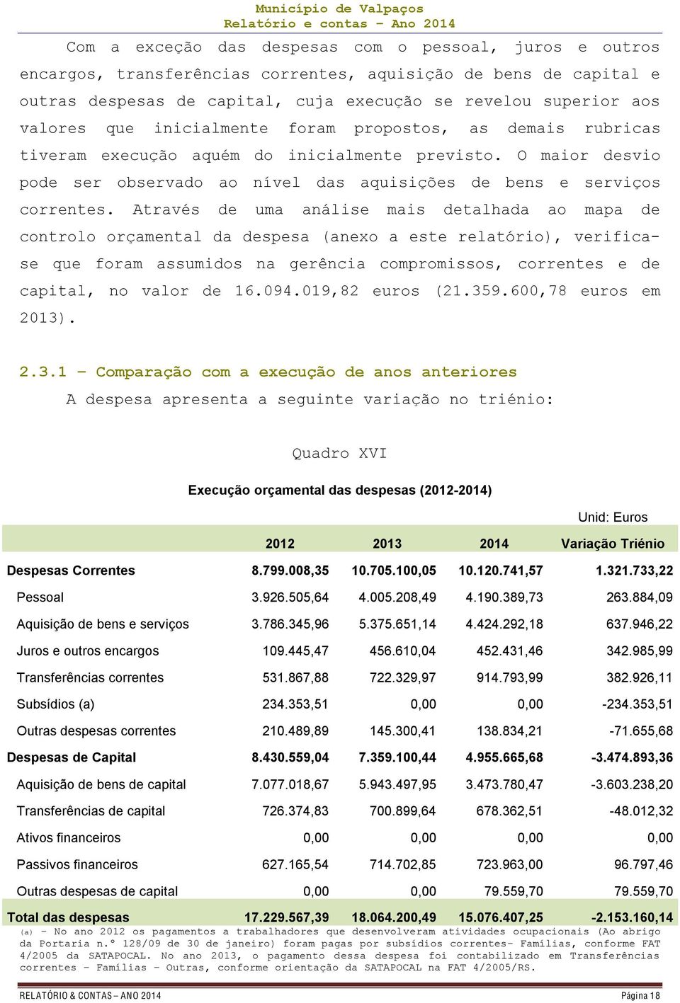 O maior desvio pode ser observado ao nível das aquisições de bens e serviços correntes.