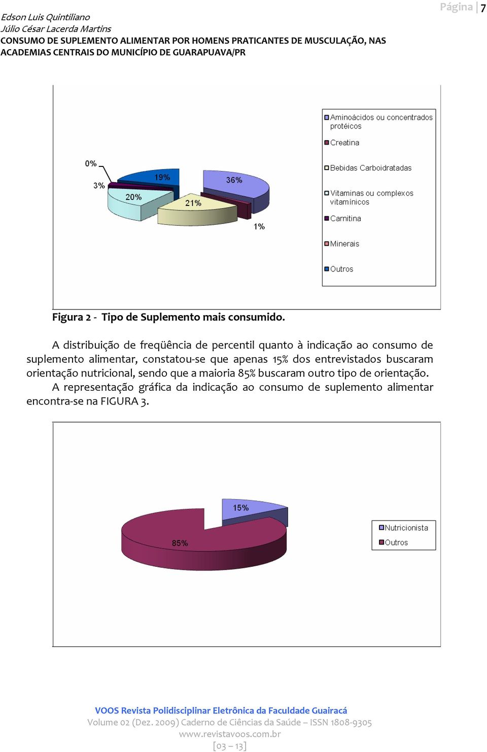 alimentar, constatou se que apenas 15% dos entrevistados buscaram orientação nutricional, sendo