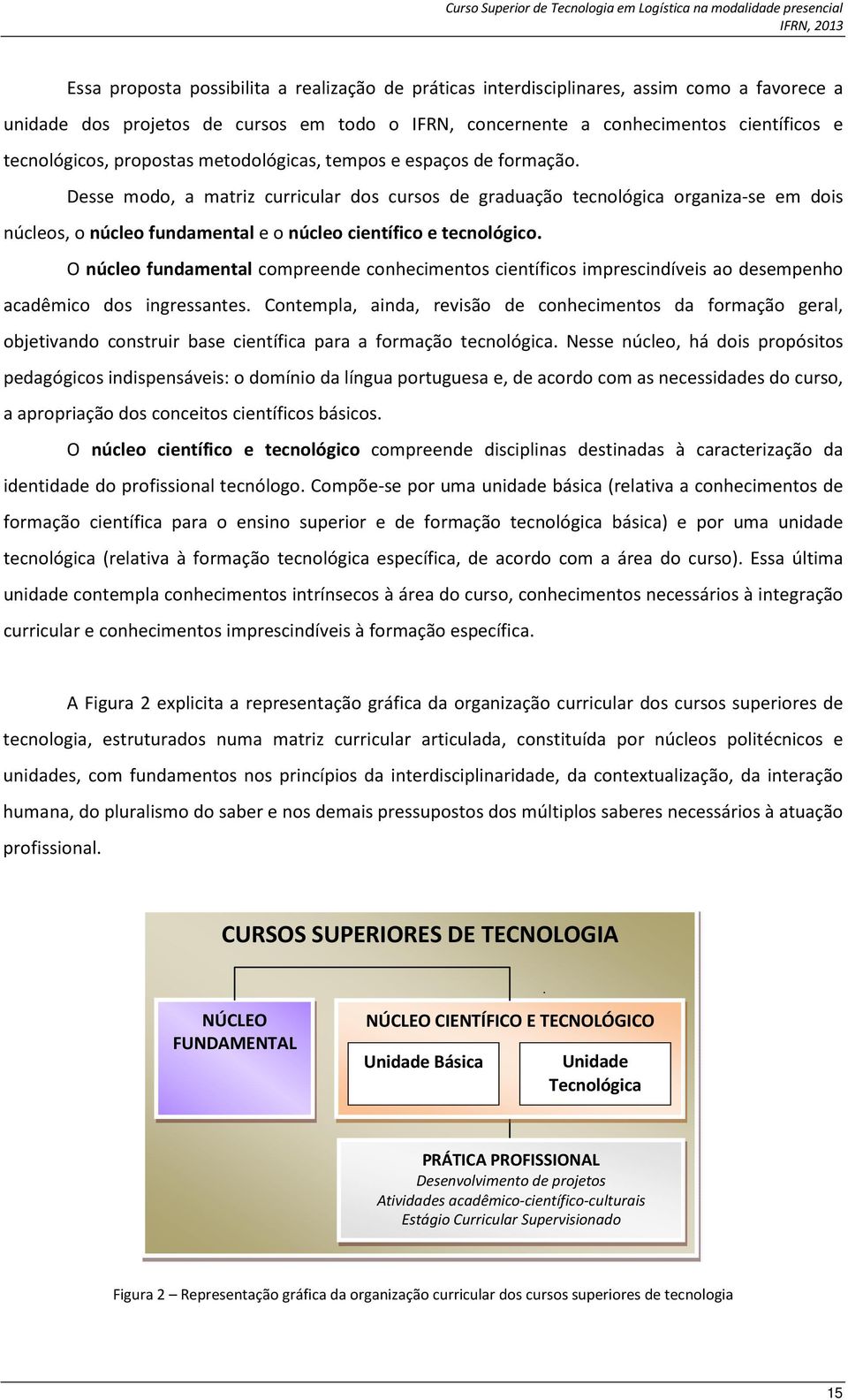 Desse modo, a matriz curricular dos cursos de graduação tecnológica organiza-se em dois núcleos, o núcleo fundamental e o núcleo científico e tecnológico.