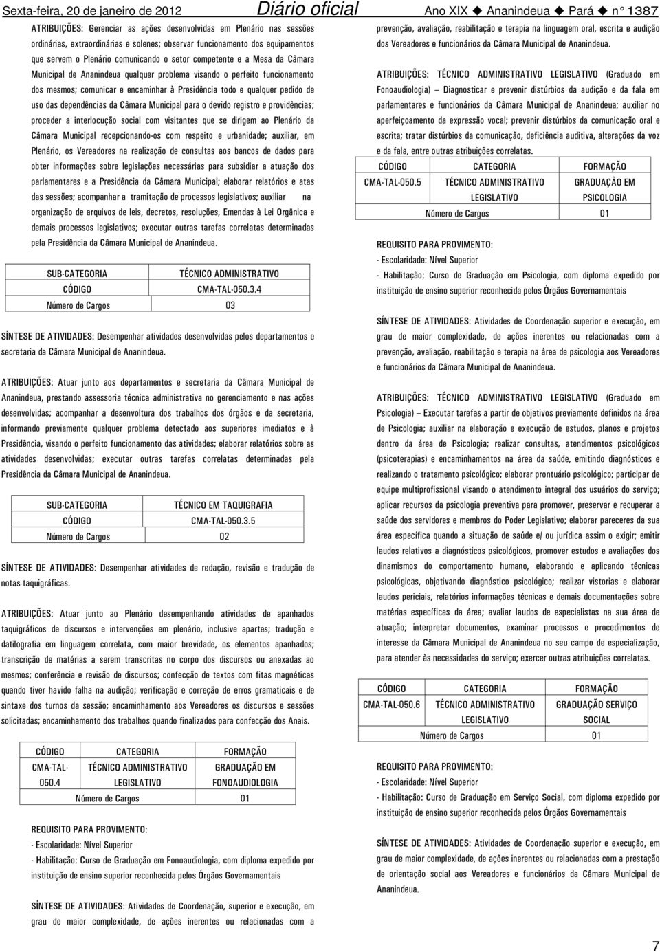 que servem o Plenário comunicando o setor competente e a Mesa da Câmara Municipal de Ananindeua qualquer problema visando o perfeito funcionamento dos mesmos; comunicar e encaminhar à Presidência