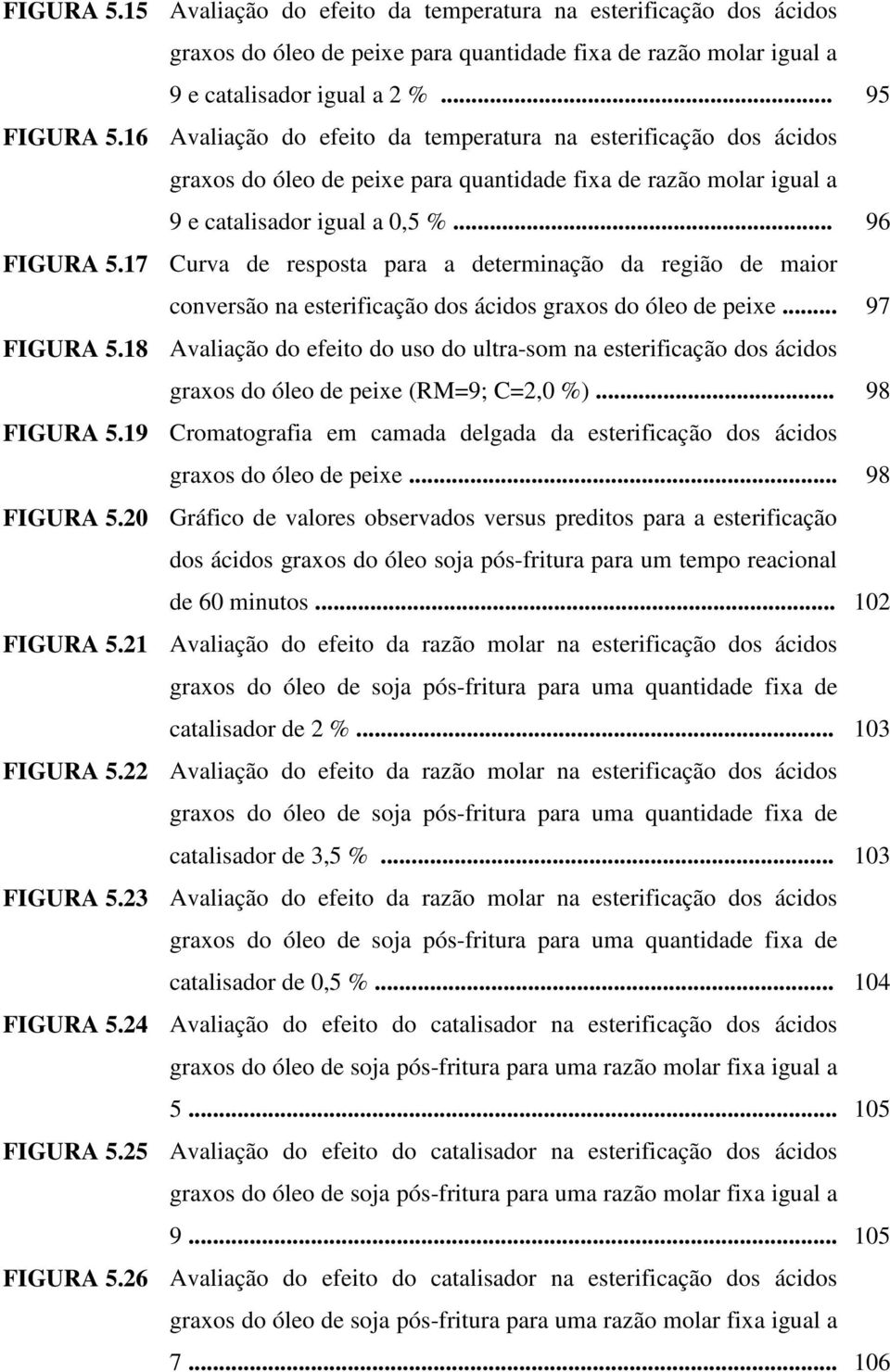 17 Curva de resposta para a determinação da região de maior conversão na esterificação dos ácidos graxos do óleo de peixe... 97 FIGURA 5.