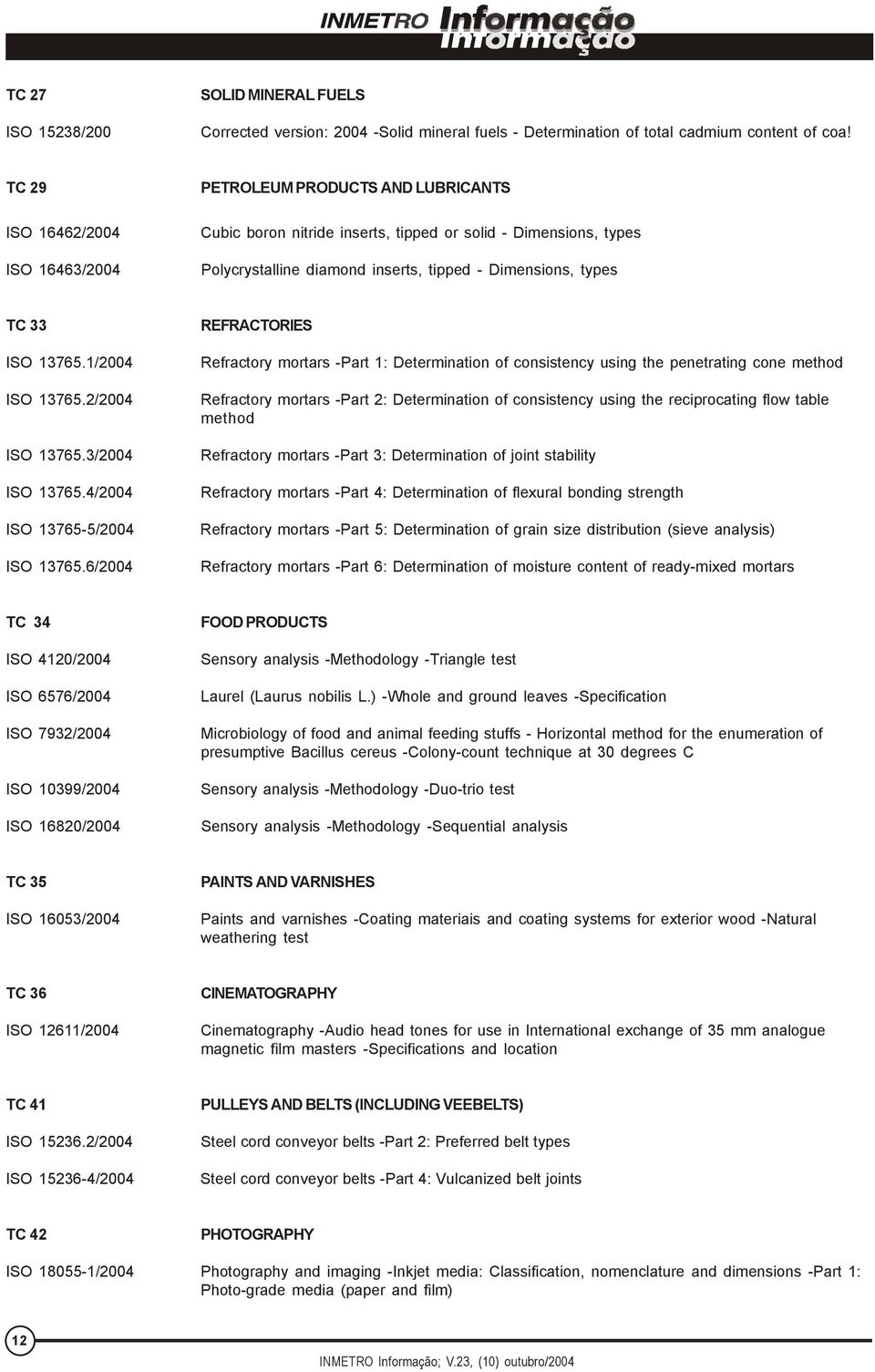 33 ISO 13765.1/2004 ISO 13765.2/2004 ISO 13765.3/2004 ISO 13765.4/2004 ISO 13765-5/2004 ISO 13765.