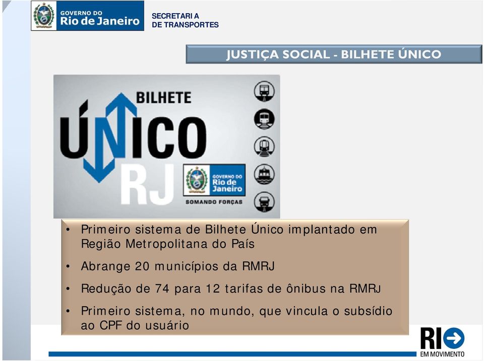 municípios da RMRJ Redução de 74 para 12 tarifas de ônibus na