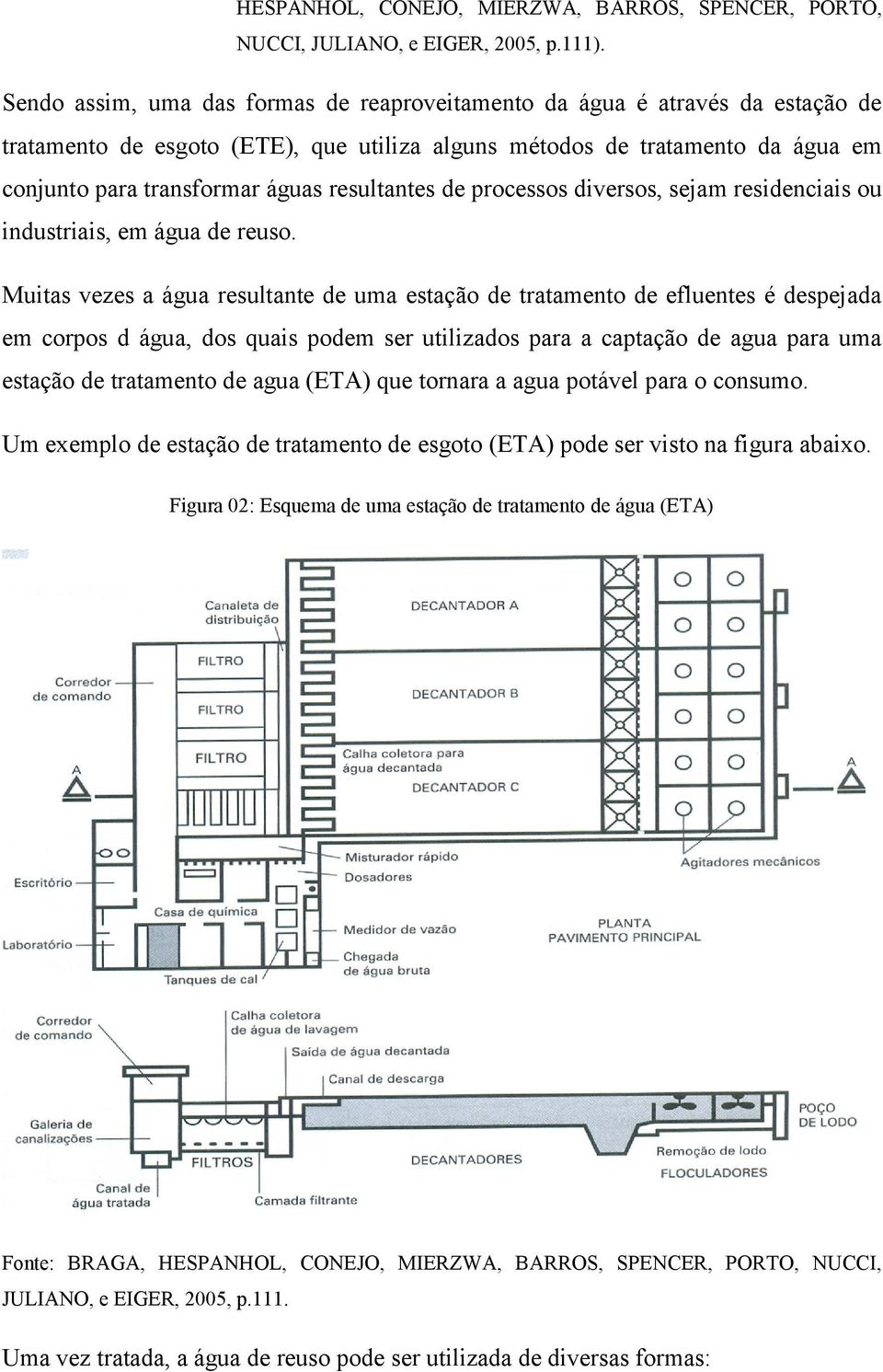 resultantes de processos diversos, sejam residenciais ou industriais, em água de reuso.