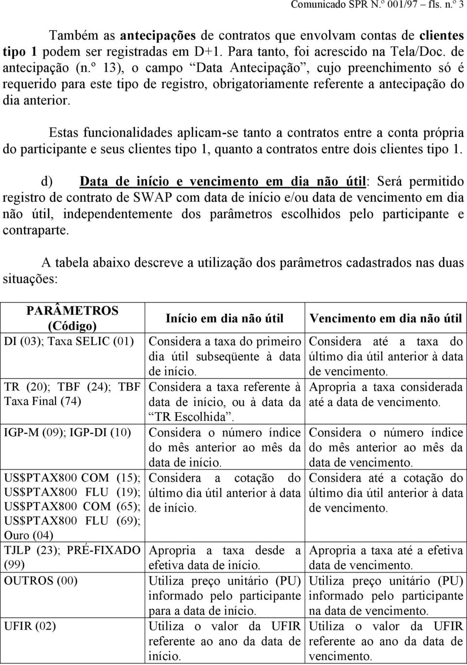 Estas funcionalidades aplicam-se tanto a contratos entre a conta própria do participante e seus clientes tipo 1, quanto a contratos entre dois clientes tipo 1.