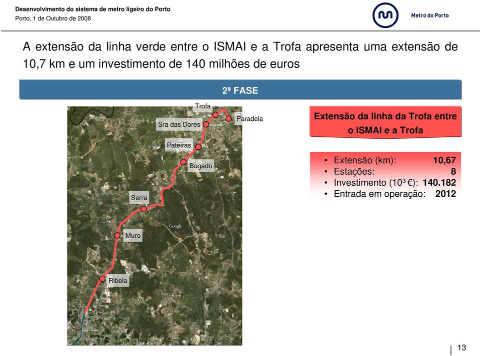 Paradela Extensão da linha da Trofa entre o ISMAI e a Trofa Serra Bogado Extensão