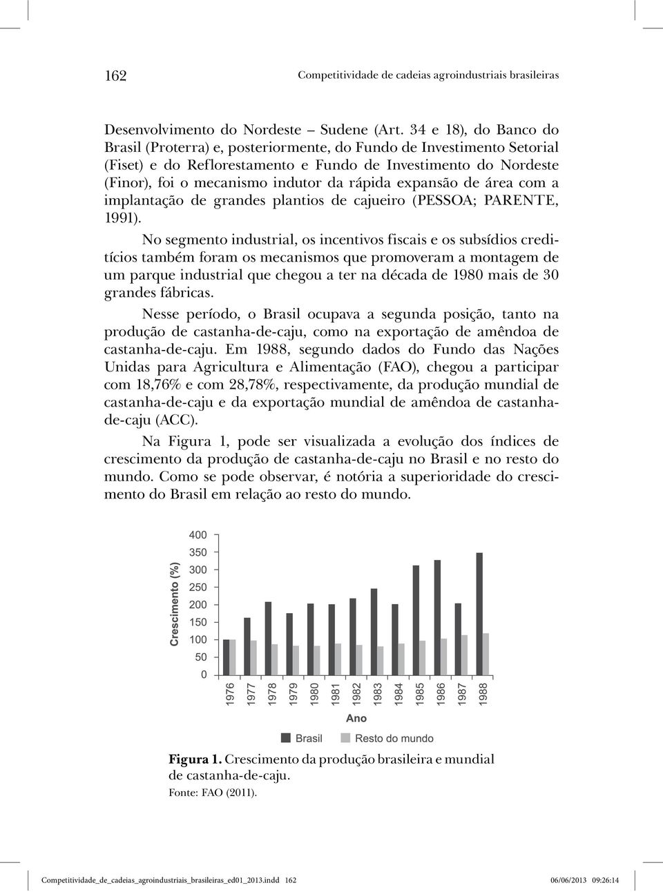 rápida expansão de área com a implantação de grandes plantios de cajueiro (PESSOA; PARENTE, 1991).