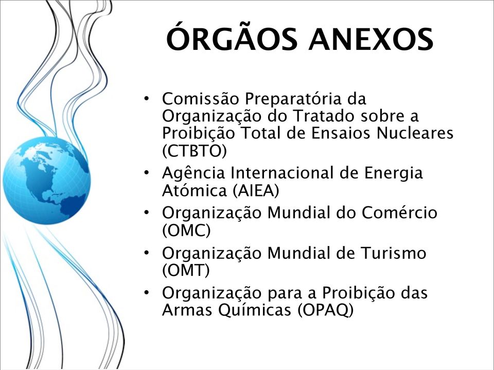 Energia Atómica (AIEA) Organização Mundial do Comércio (OMC) Organização