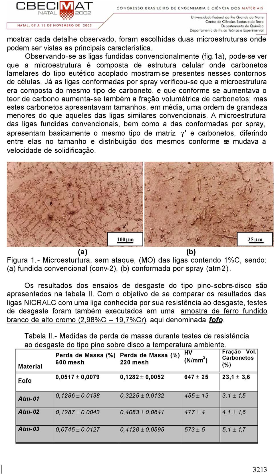 Já as ligas conformadas por spray verificou-se que a microestrutura era composta do mesmo tipo de carboneto, e que conforme se aumentava o teor de carbono aumenta-se também a fração volumétrica de