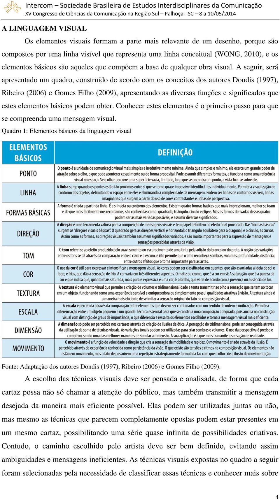 A seguir, será apresentado um quadro, construído de acordo com os conceitos dos autores Dondis (1997), Ribeiro (2006) e Gomes Filho (2009), apresentando as diversas funções e significados que estes