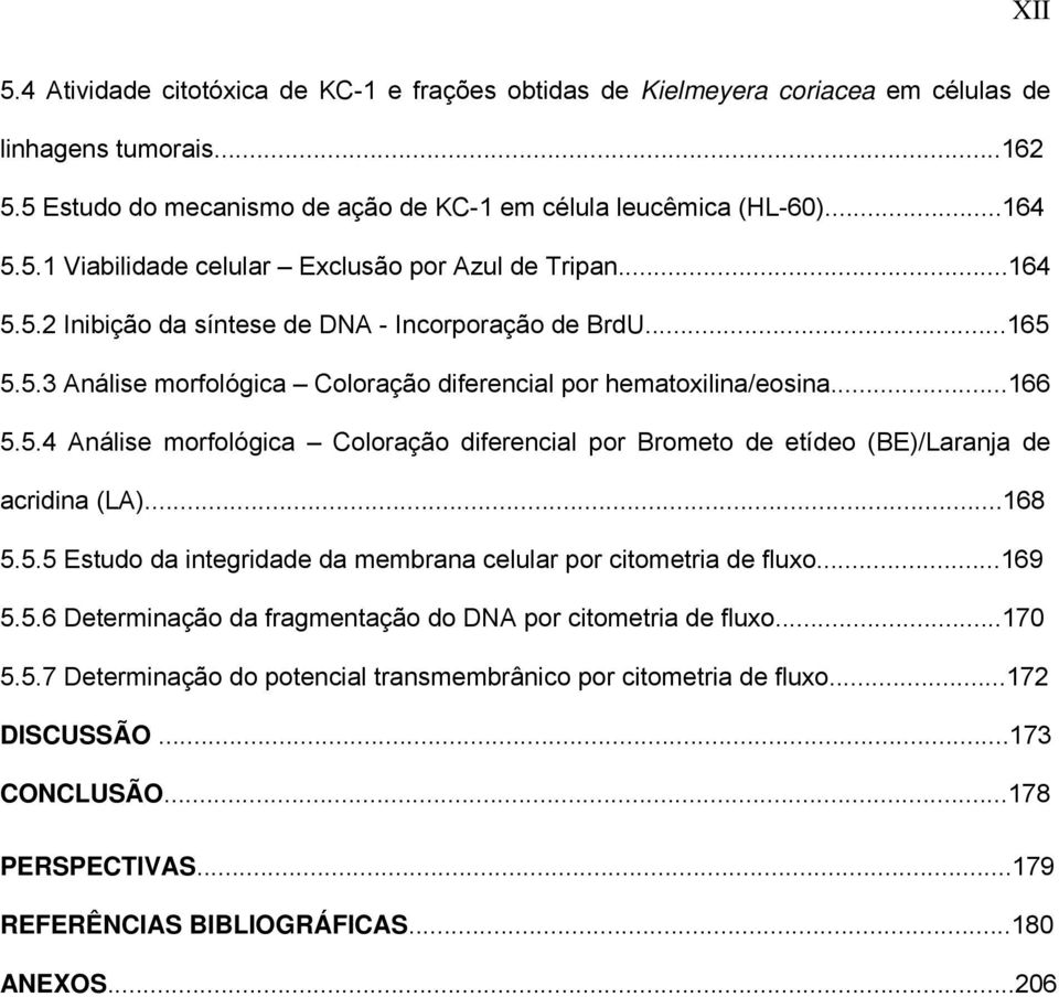 ..168 5.5.5 Estudo da integridade da membrana celular por citometria de fluxo...169 5.5.6 Determinação da fragmentação do DNA por citometria de fluxo...170 5.5.7 Determinação do potencial transmembrânico por citometria de fluxo.