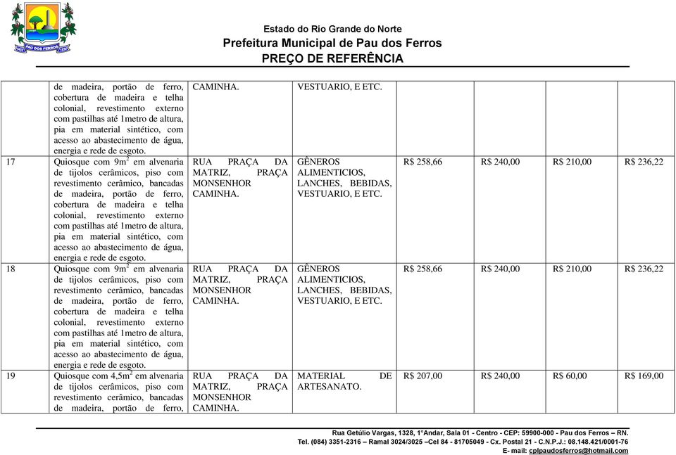 19 Quiosque com 4,5m 2 em alvenaria