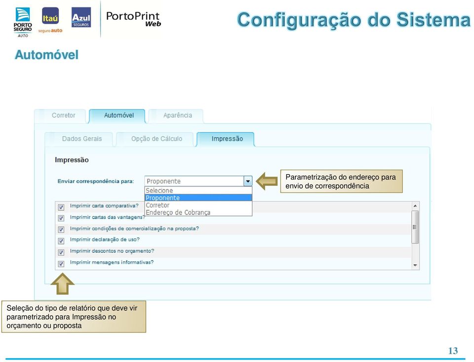 de relatório que deve vir parametrizado