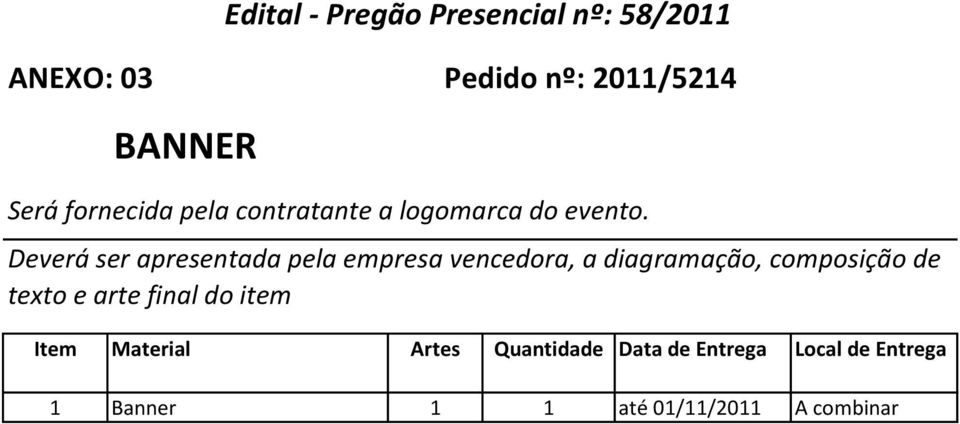 Deverá ser apresentada pela empresa vencedora, a diagramação, composição de texto e