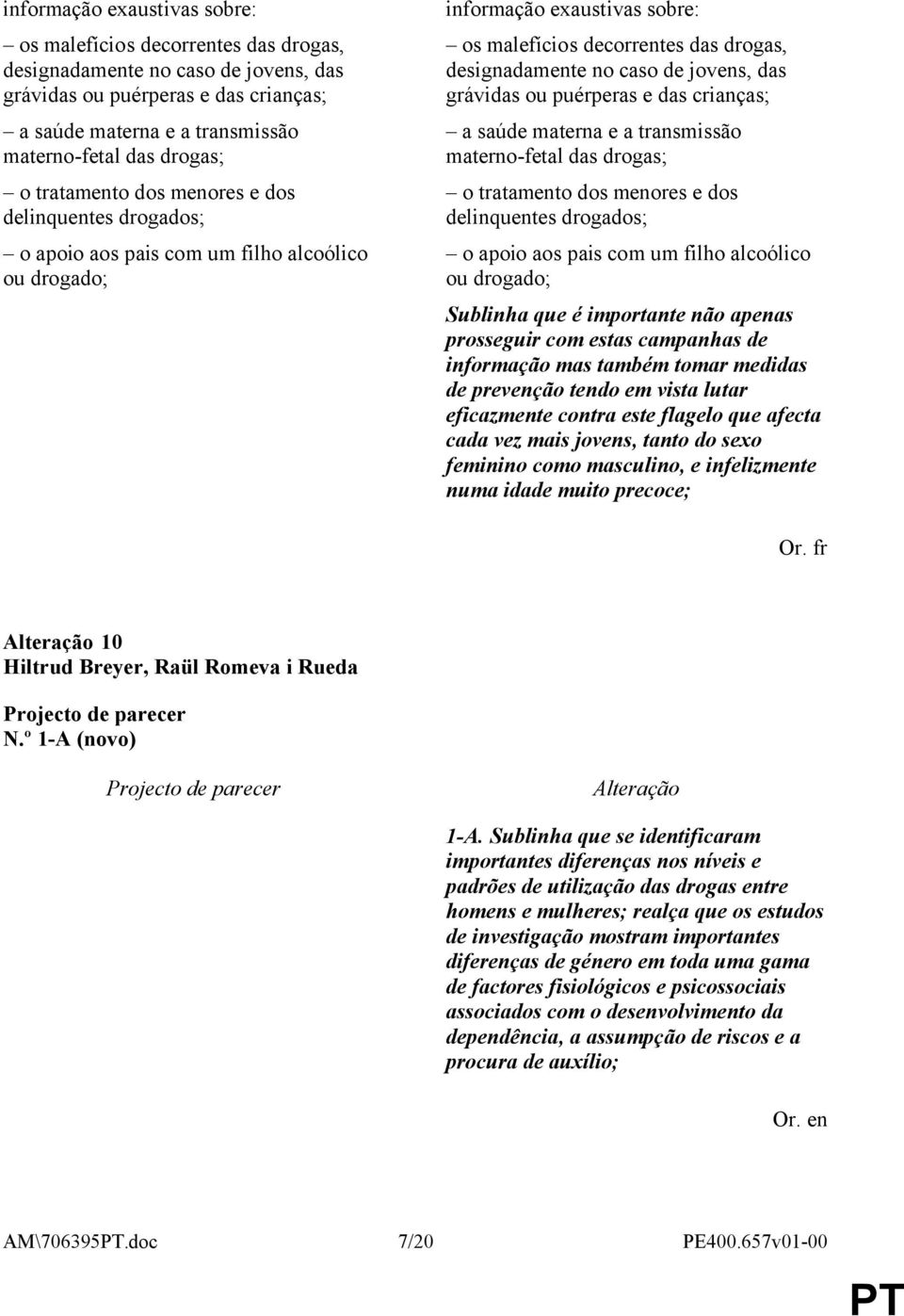 um filho alcoólico ou drogado; Sublinha que é importante não apenas prosseguir com estas campanhas de informação mas também tomar medidas de prevenção tendo em vista lutar eficazmente contra este