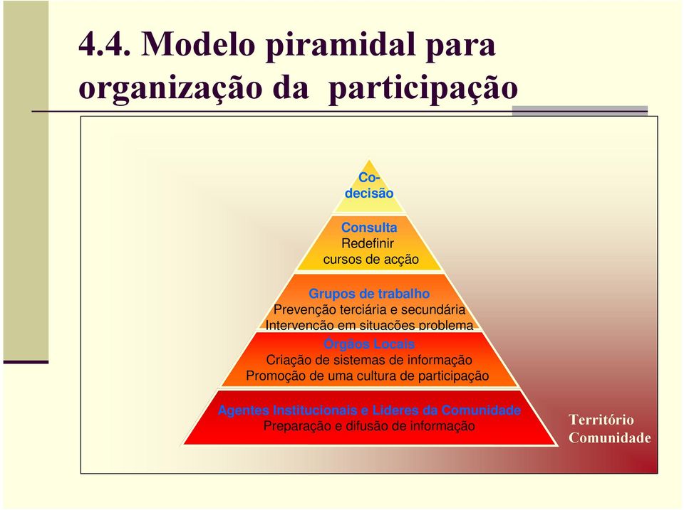 Órgãos Locais Criação de sistemas de informação Promoção de uma cultura de participação