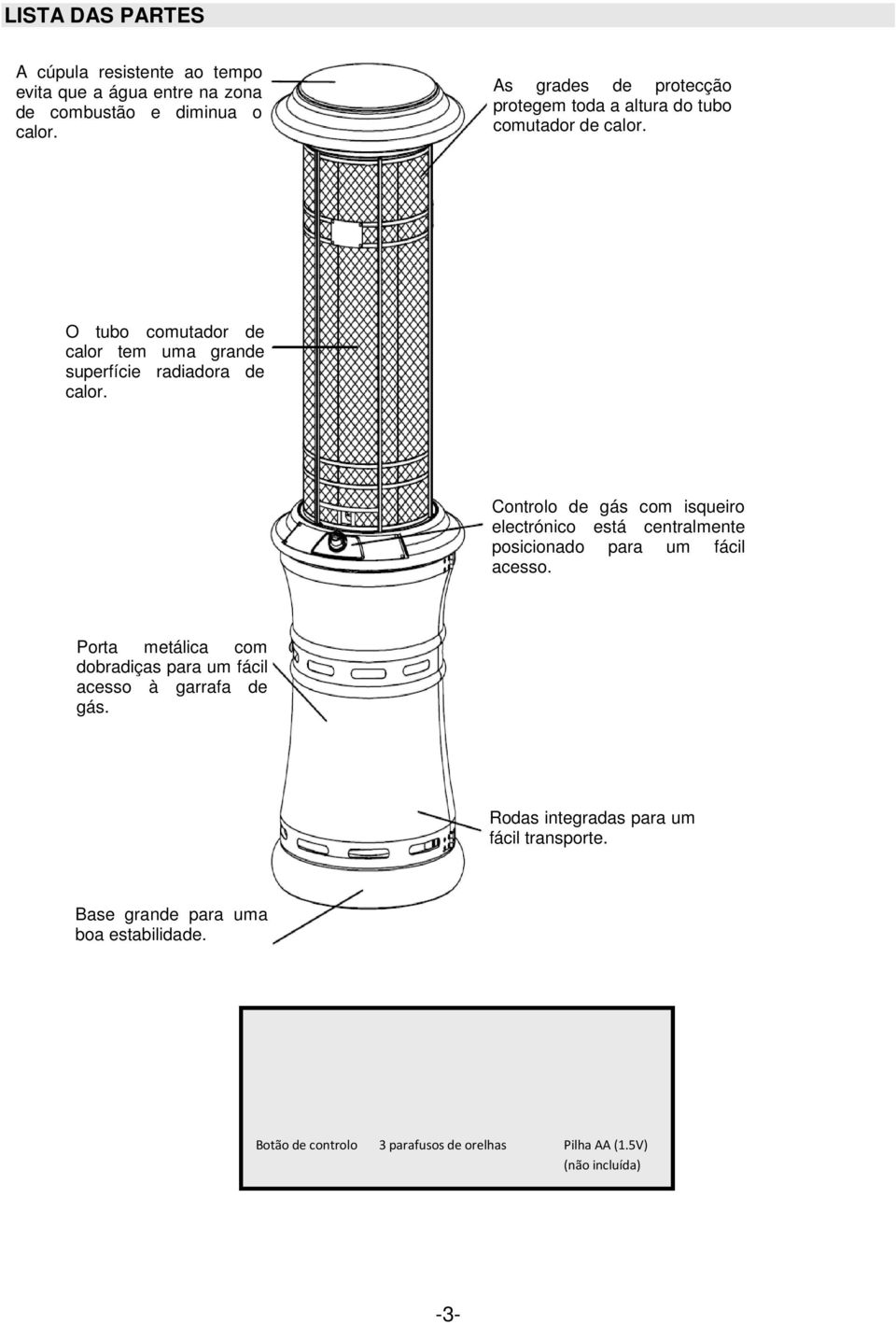 O tubo comutador de calor tem uma grande superfície radiadora de calor.