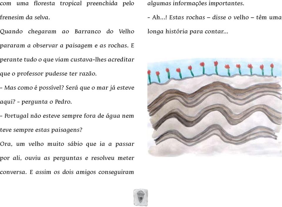 E perante tudo o que viam custava-lhes acreditar que o professor pudesse ter razão. - Mas como é possível? Será que o mar já esteve aqui?