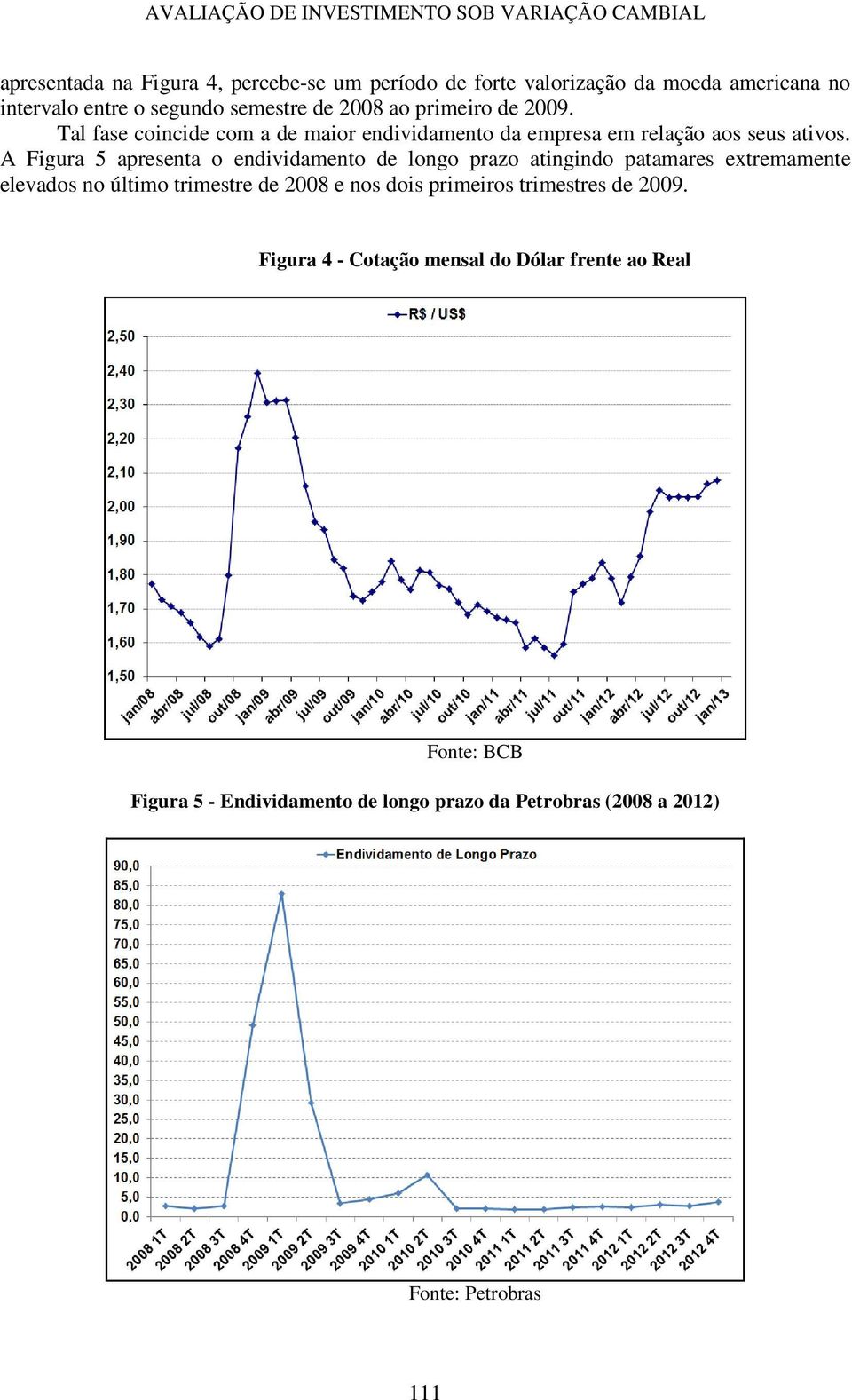 A Figura 5 apresenta o endividamento de longo prazo atingindo patamares extremamente elevados no último trimestre de 2008 e nos dois