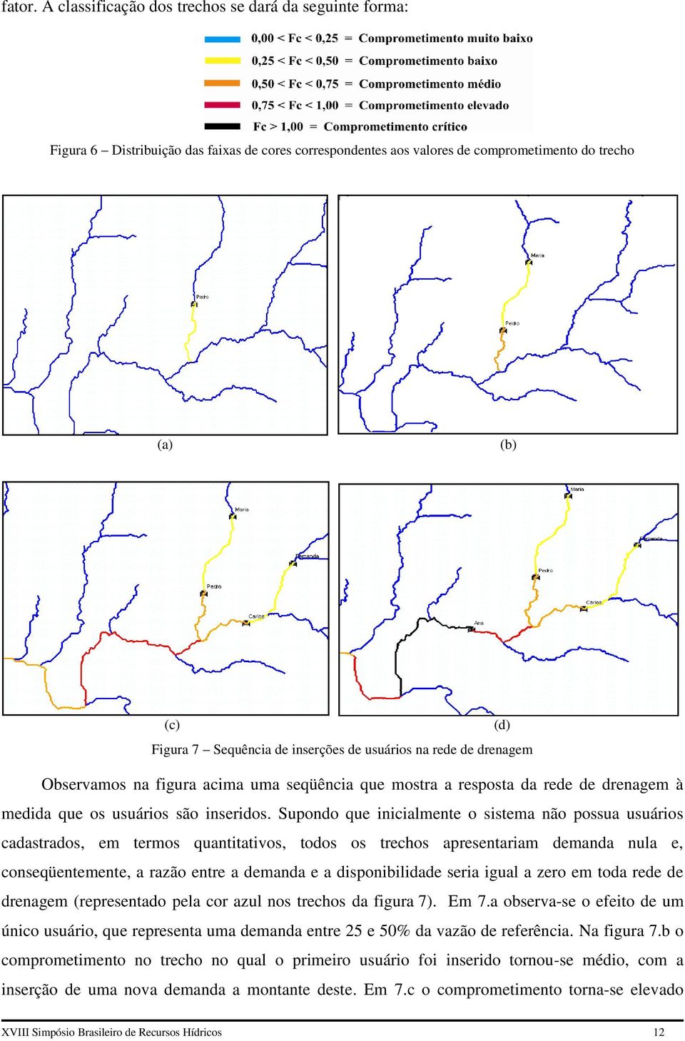 inserções de usuários na rede de drenagem Observamos na figura acima uma seqüência que mostra a resposta da rede de drenagem à medida que os usuários são inseridos.