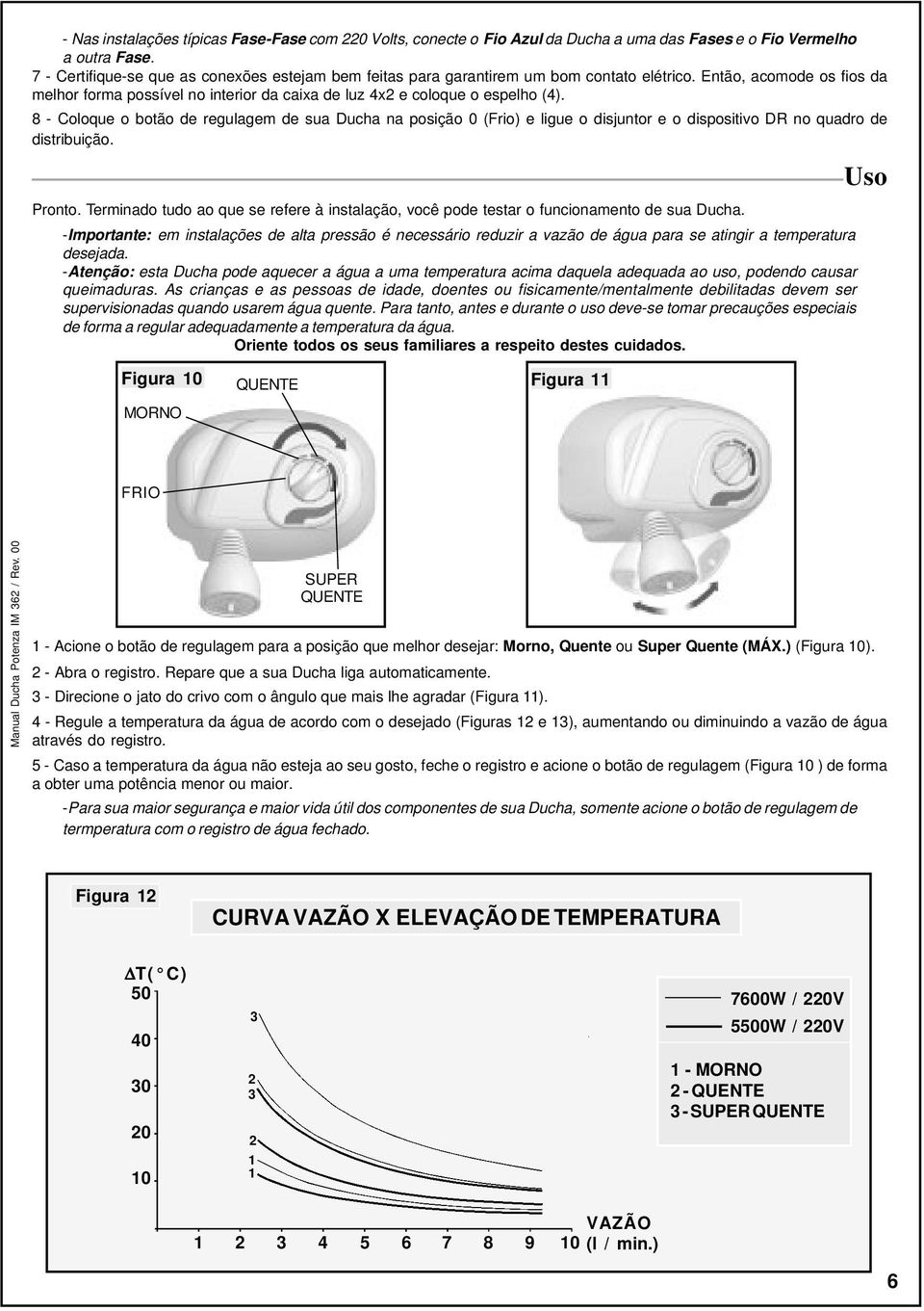 8 - Coloque o botão de regulagem de sua Ducha na posição 0 (Frio) e ligue o disjuntor e o dispositivo DR no quadro de distribuição. Pronto.