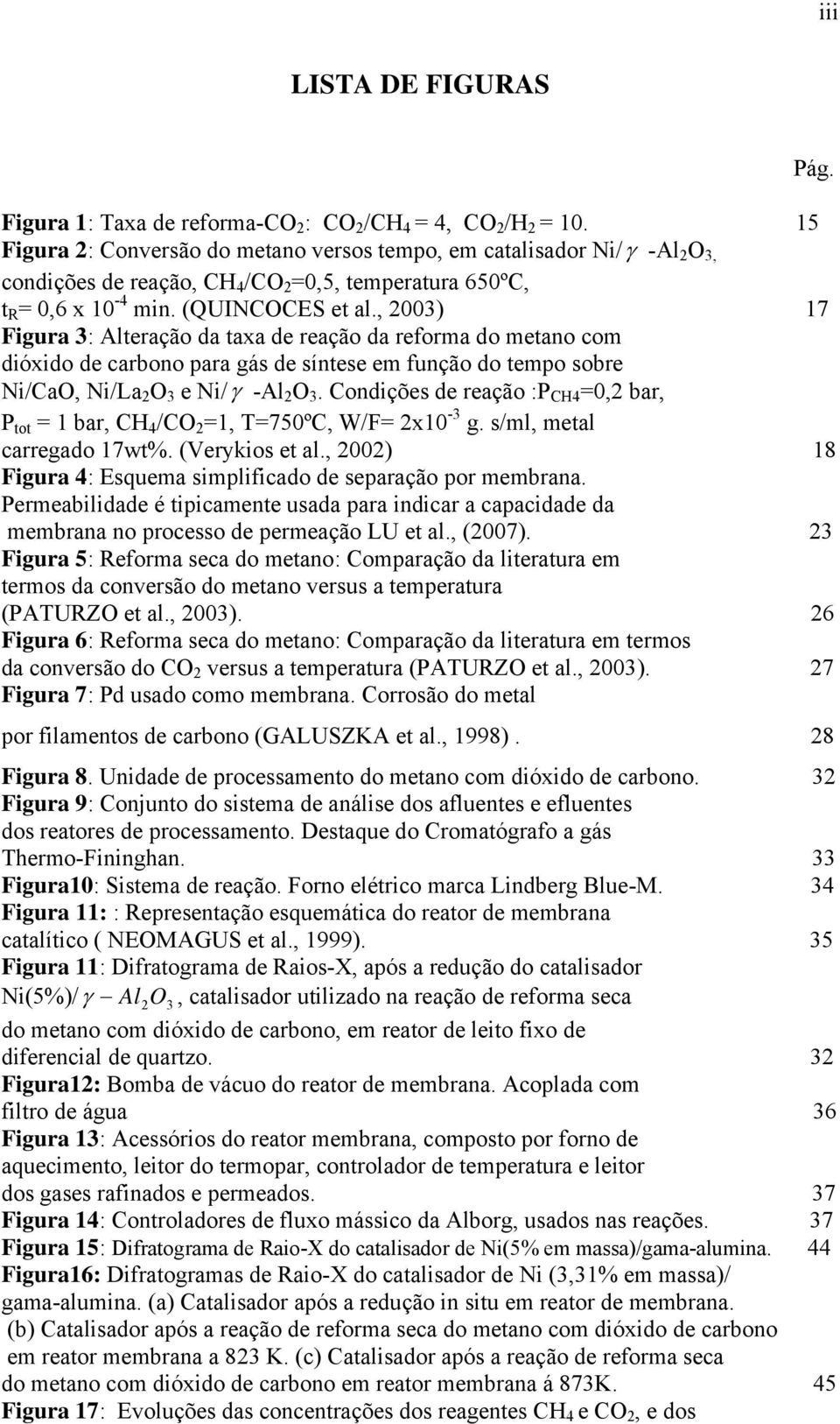 , 00) 7 Figura : Alteração da taxa de reação da reforma do metano com dióxido de carbono para gás de síntese em função do tempo sobre Ni/CaO, Ni/La O e Ni/γ -Al O.