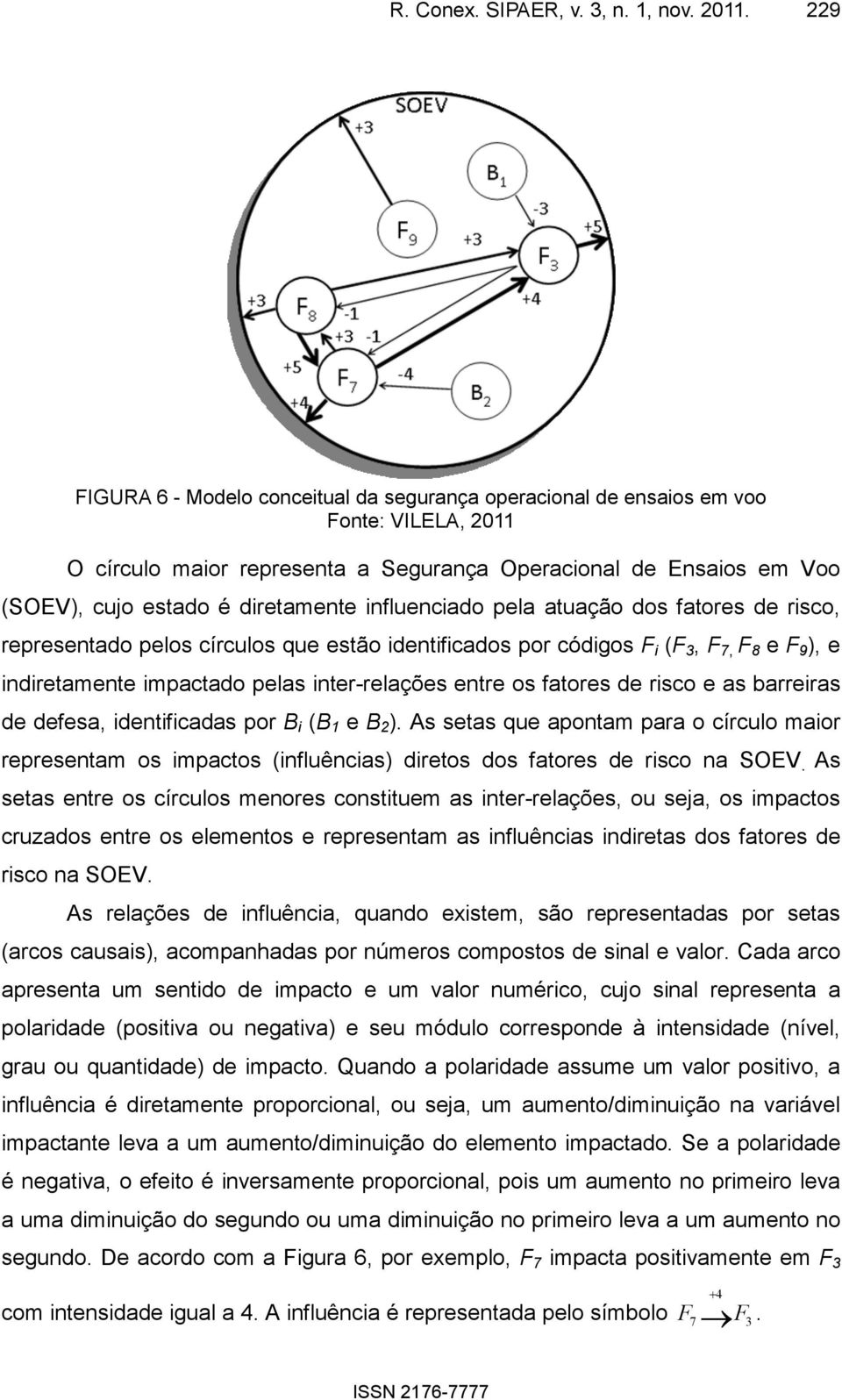 influenciado pela atuação dos fatores de risco, representado pelos círculos que estão identificados por códigos F i (F 3, F 7, F 8 e F 9 ), e indiretamente impactado pelas inter-relações entre os