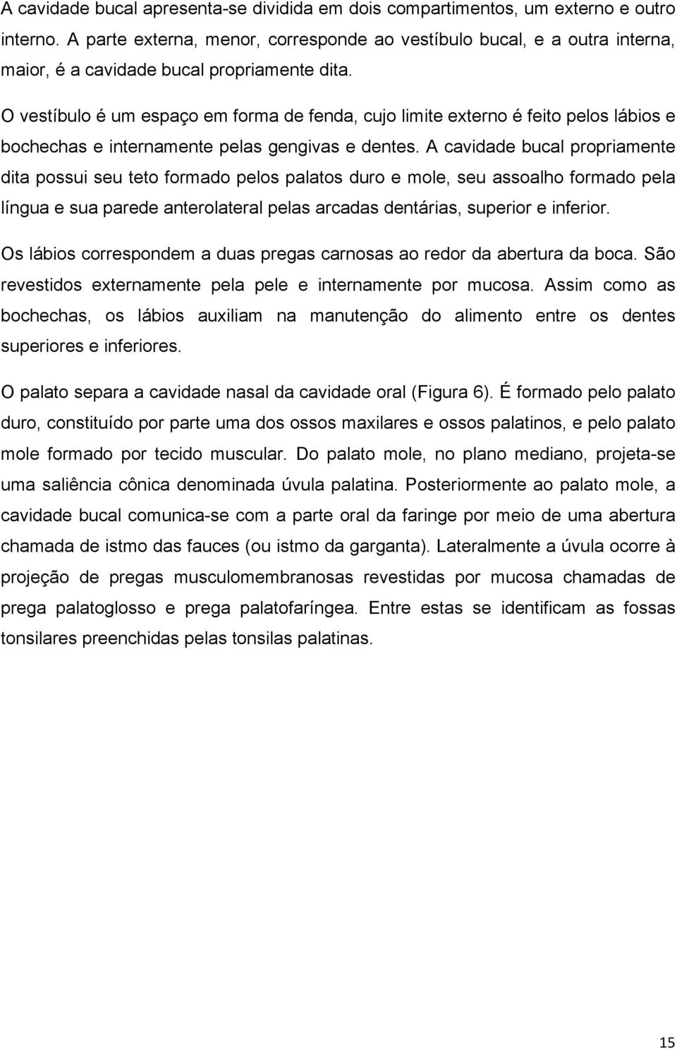 O vestíbulo é um espaço em forma de fenda, cujo limite externo é feito pelos lábios e bochechas e internamente pelas gengivas e dentes.