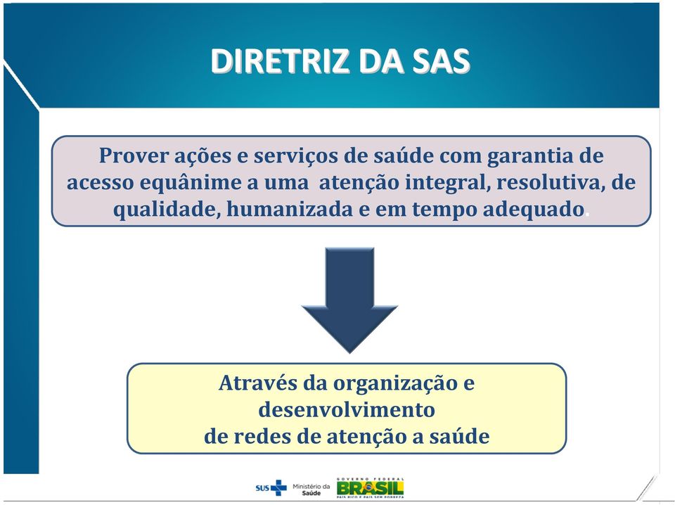 resolutiva, de qualidade, humanizada e em tempo adequado.