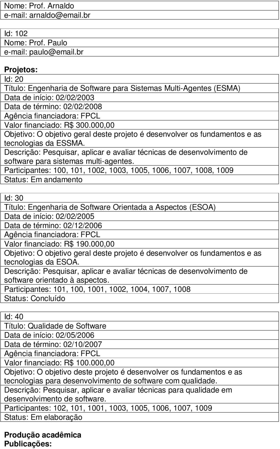 000,00 Objetivo: O objetivo geral deste projeto é desenvolver os fundamentos e as tecnologias da ESSMA.