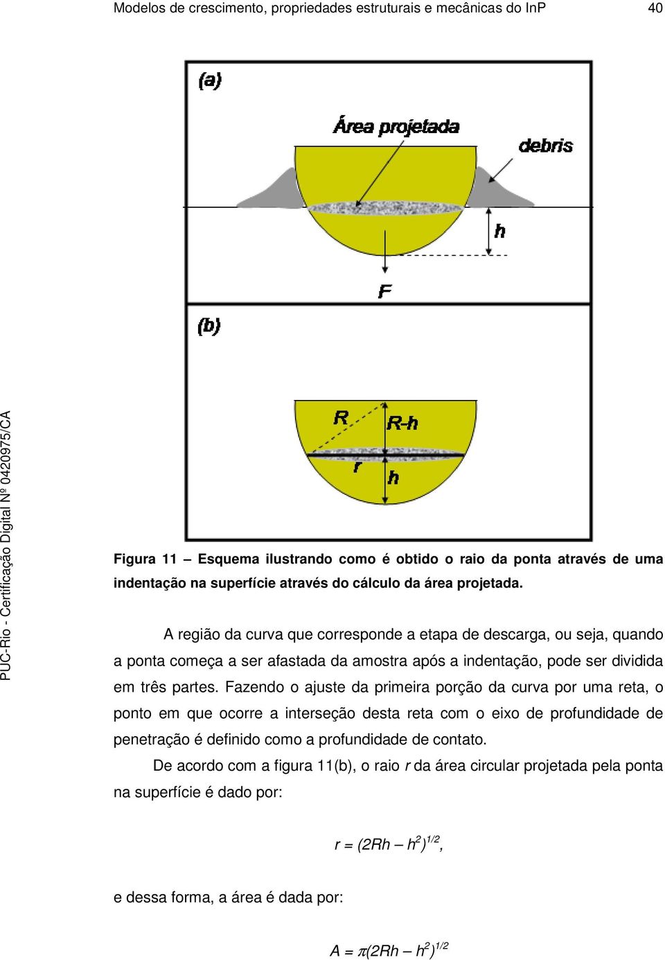 A região da curva que corresponde a etapa de descarga, ou seja, quando a ponta começa a ser afastada da amostra após a indentação, pode ser dividida em três partes.