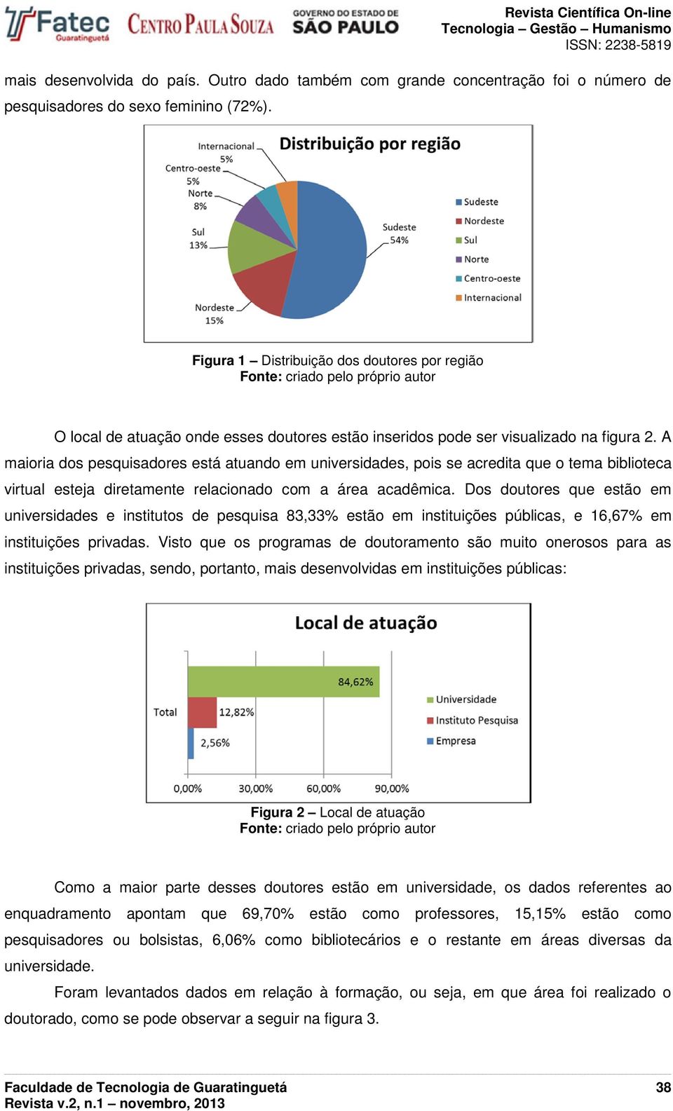 A maioria dos pesquisadores está atuando em universidades, pois se acredita que o tema biblioteca virtual esteja diretamente relacionado com a área acadêmica.