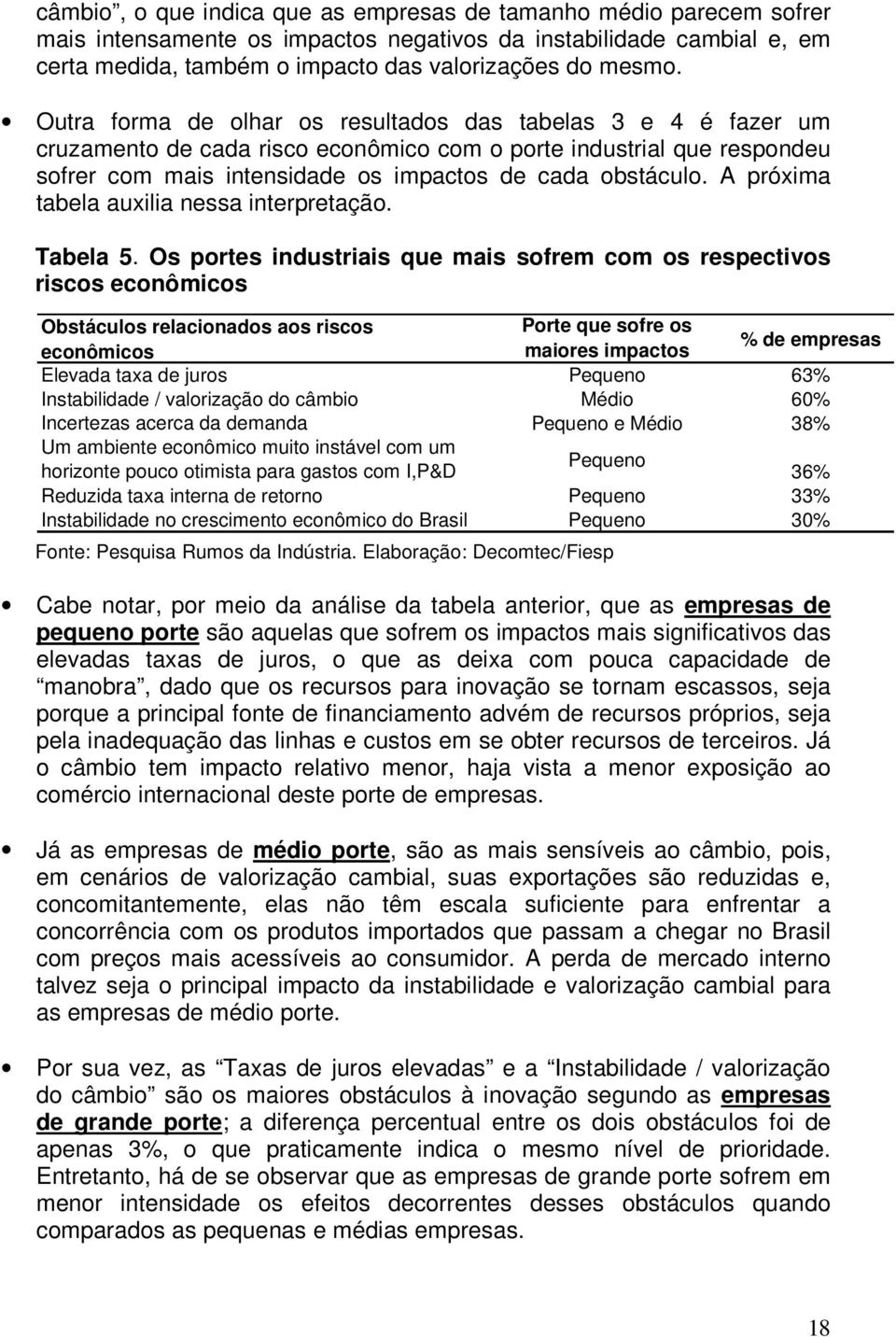 A próxima tabela auxilia nessa interpretação. Tabela 5.