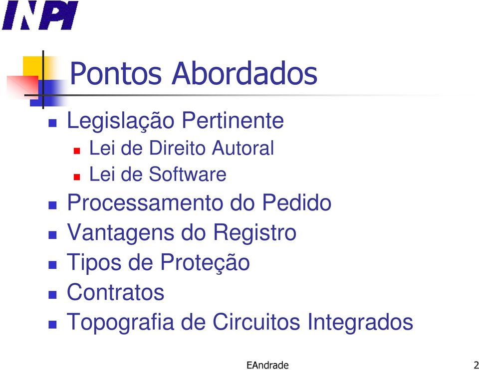 Pedido Vantagens do Registro Tipos de Proteção