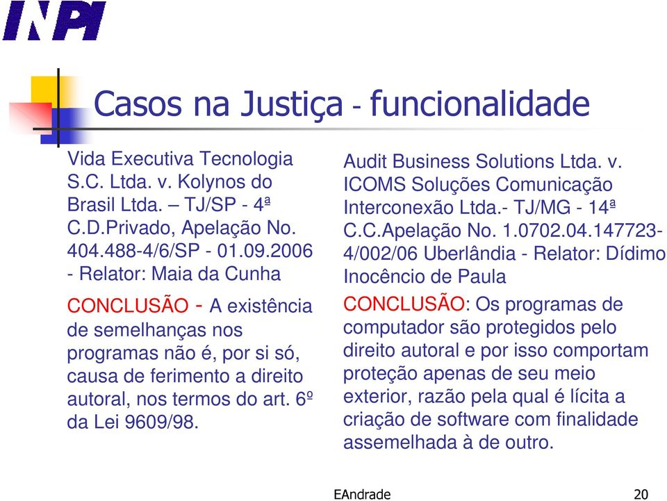 Audit Business Solutions Ltda. v. ICOMS Soluções Comunicação Interconexão Ltda.- TJ/MG - 14ª C.C.Apelação No. 1.0702.04.