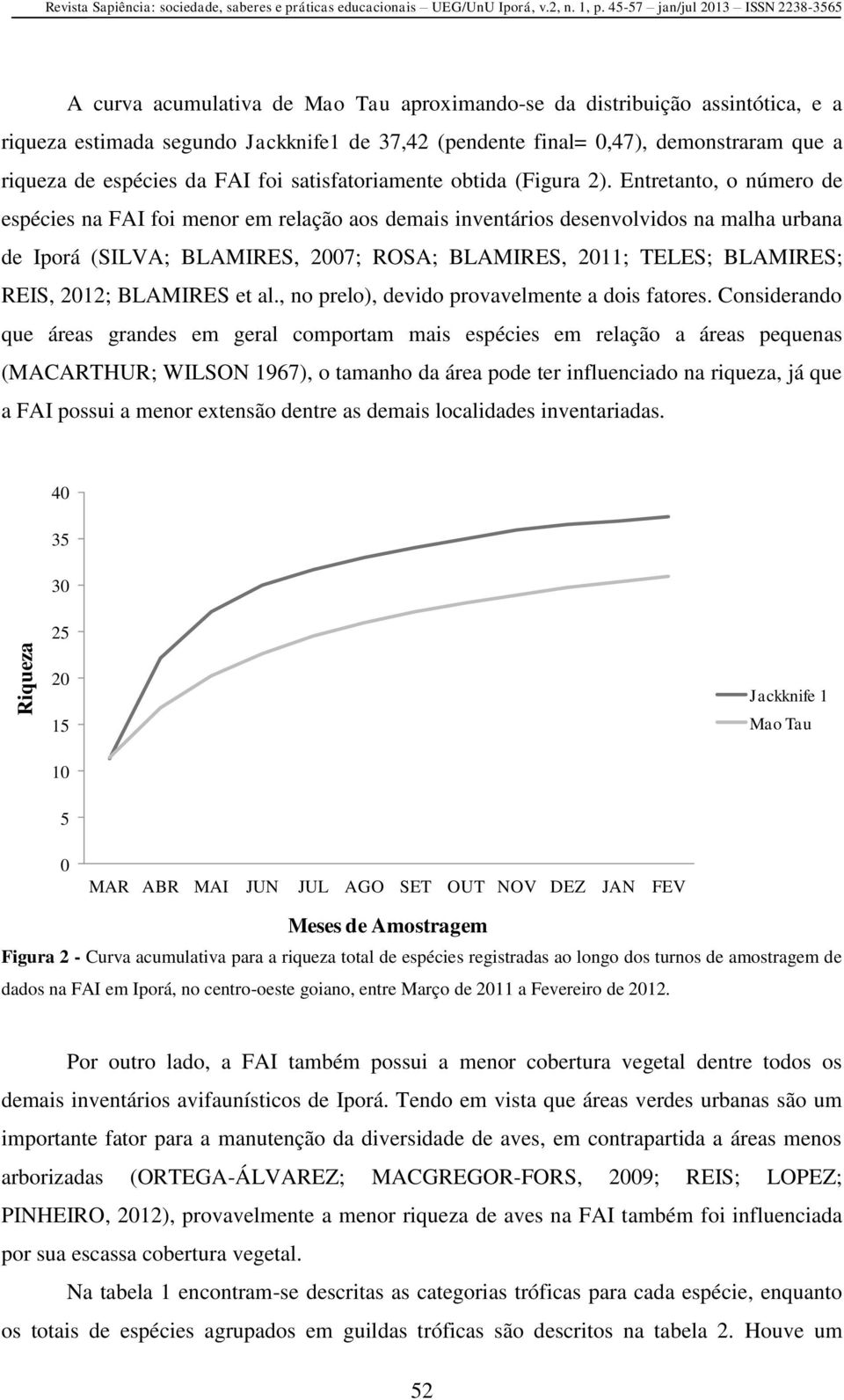 a riqueza de espécies da FAI foi satisfatoriamente obtida (Figura 2).