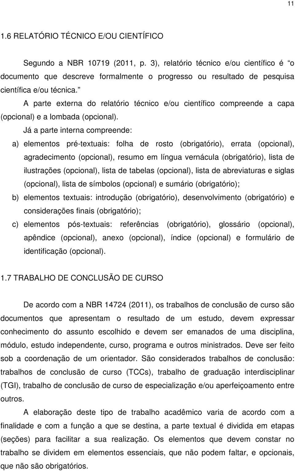 A parte externa do relatório técnico e/ou científico compreende a capa (opcional) e a lombada (opcional).