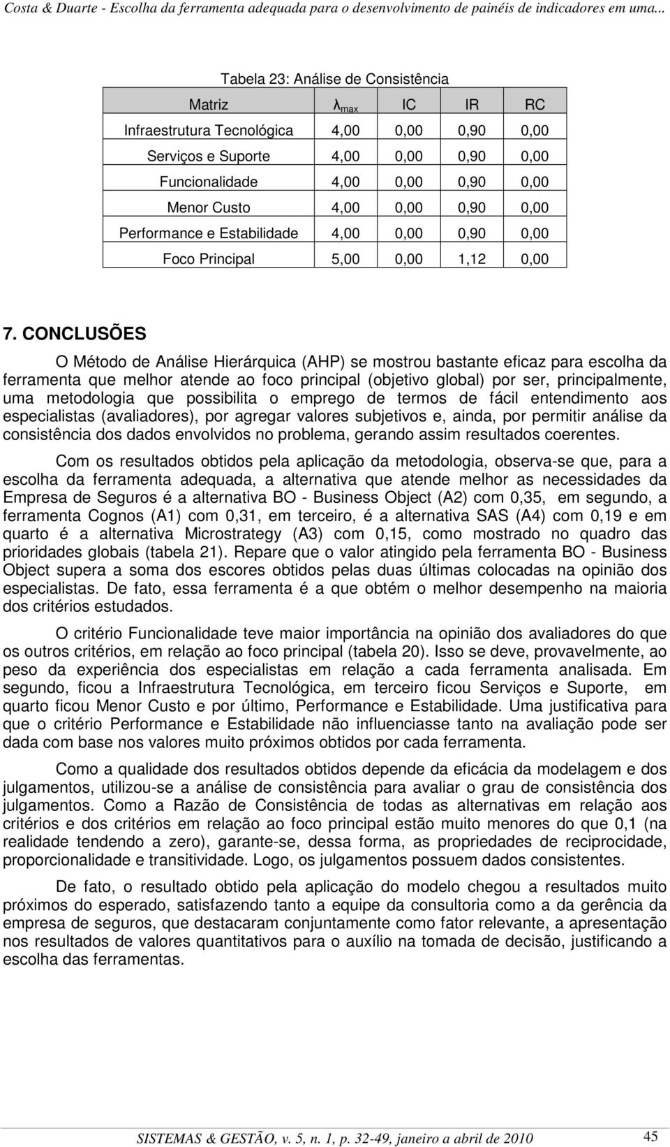 CONCLUSÕES O Método de Análise Hierárquica (AHP) se mostrou bastante eficaz para escolha da ferramenta que melhor atende ao foco principal (objetivo global) por ser, principalmente, uma metodologia