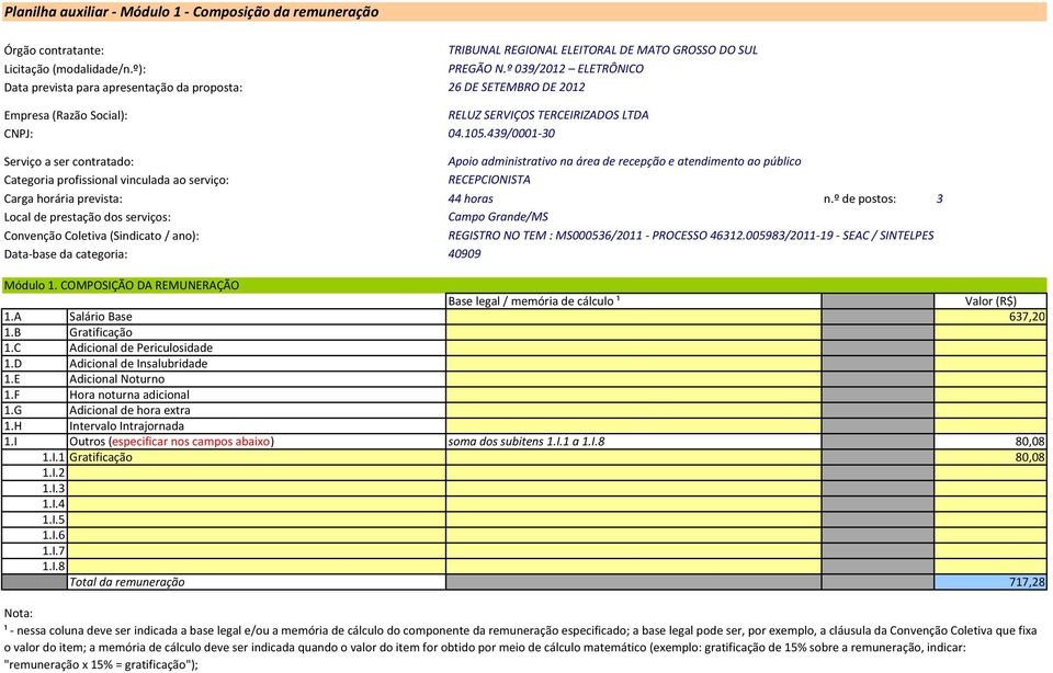 A Salário Base 637,20 1.B Gratificação 1.C Adicional de Periculosidade 1.D Adicional de Insalubridade 1.E Adicional Noturno 1.F Hora noturna adicional 1.G Adicional de hora extra 1.