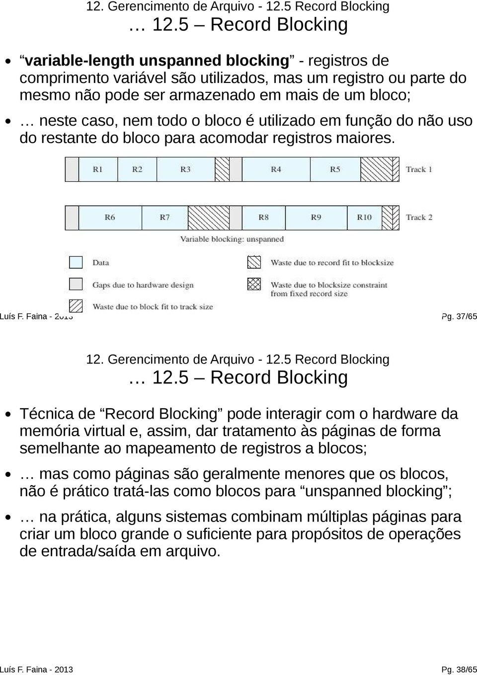 todo o bloco é utilizado em função do não uso do restante do bloco para acomodar registros maiores. Pg.