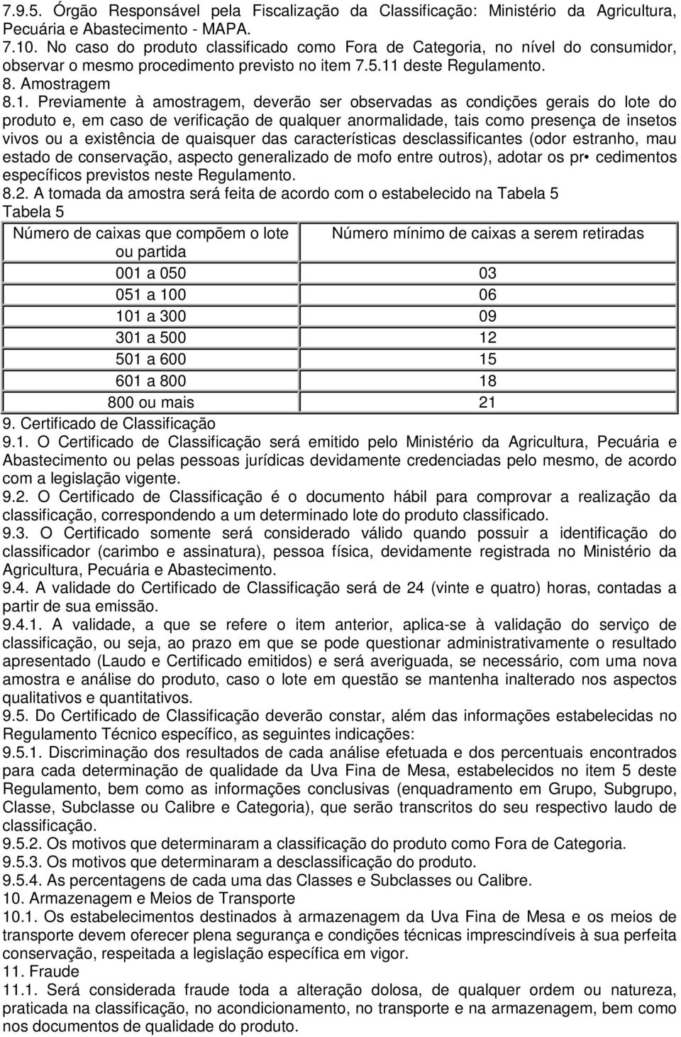 deste Regulamento. 8. Amostragem 8.1.