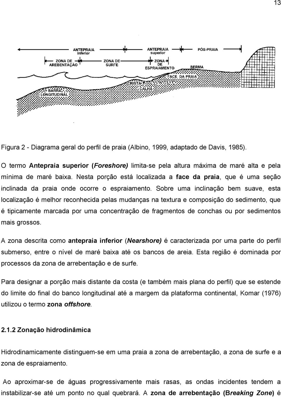 Sobre uma inclinação bem suave, esta localização é melhor reconhecida pelas mudanças na textura e composição do sedimento, que é tipicamente marcada por uma concentração de fragmentos de conchas ou