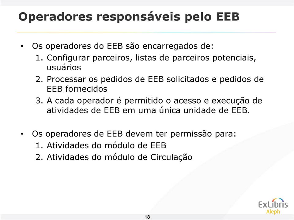 Processar os pedidos de EEB solicitados e pedidos de EEB fornecidos 3.