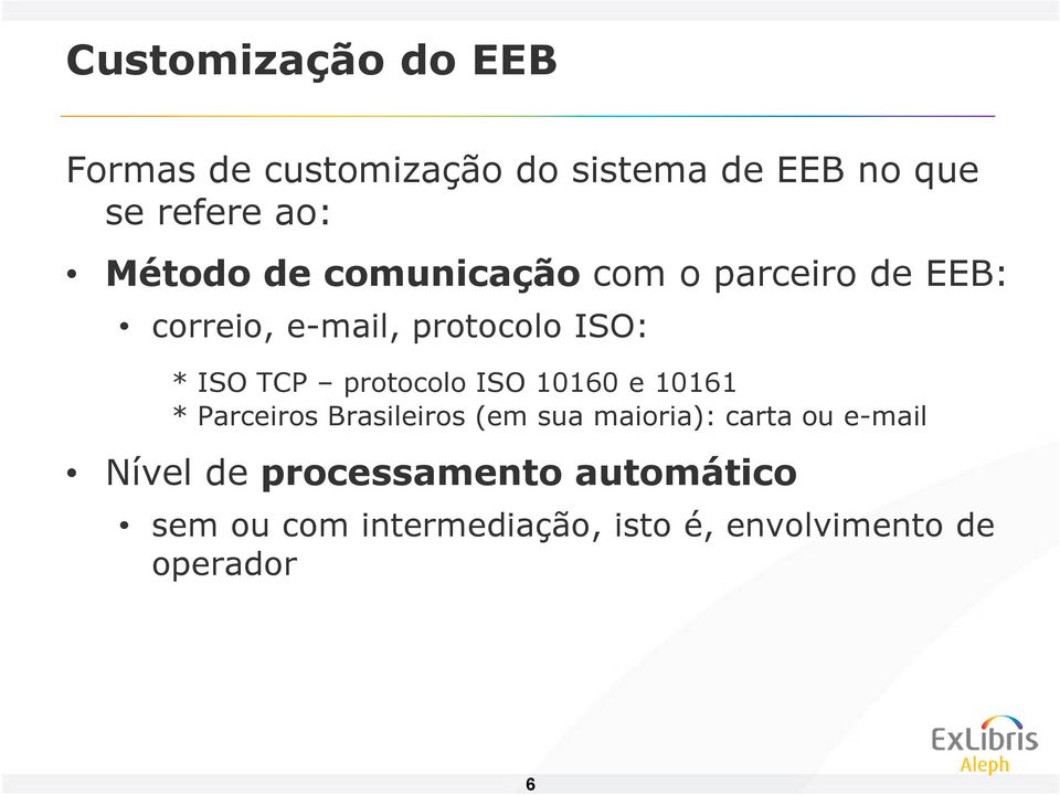 protocolo ISO 10160 e 10161 * Parceiros Brasileiros (em sua maioria): carta ou e-mail