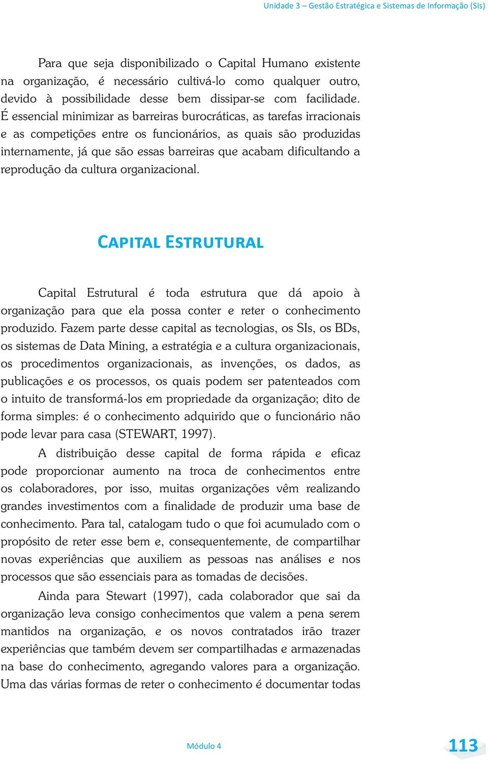 dificultando a reprodução da cultura organizacional. Capital Estrutural é toda estrutura que dá apoio à organização para que ela possa conter e reter o conhecimento produzido.