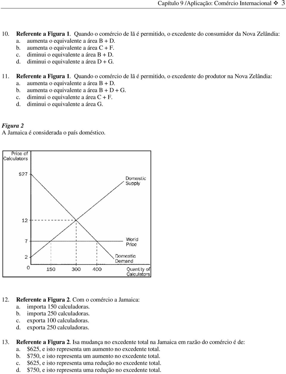 Quando o comércio de lã é permitido, o excedente do produtor na Nova Zelândia: a. aumenta o equivalente a área B + D. b. aumenta o equivalente a área B + D + G. c. diminui o equivalente a área C + F.