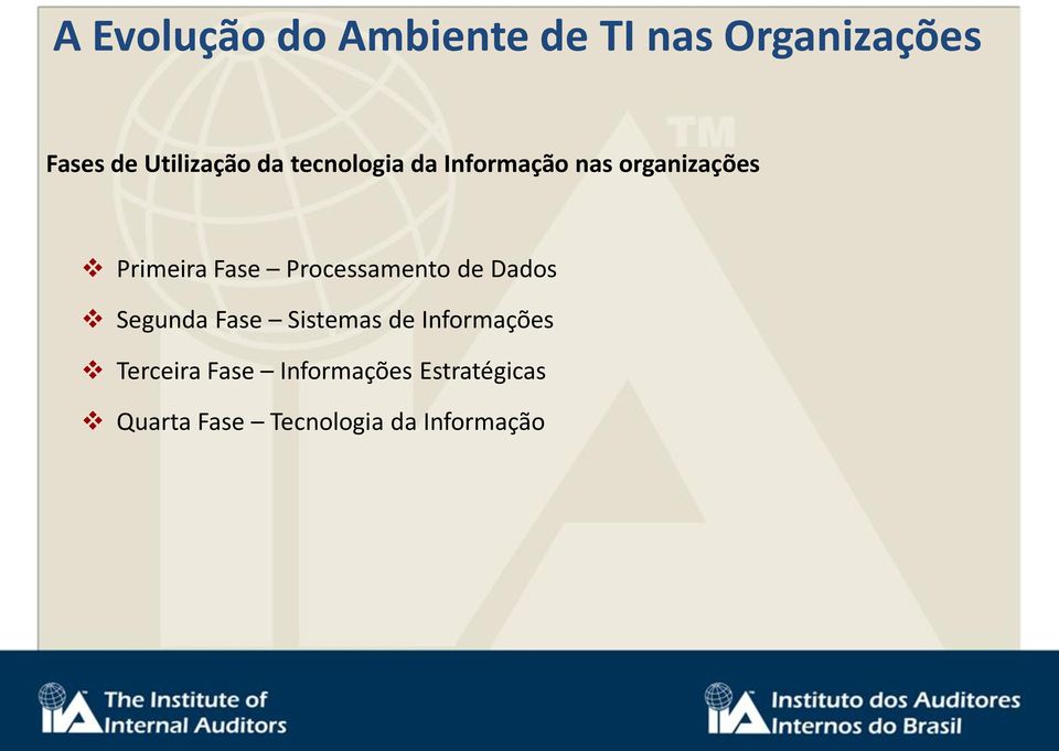 Fase Processamento de Dados Segunda Fase Sistemas de Informações