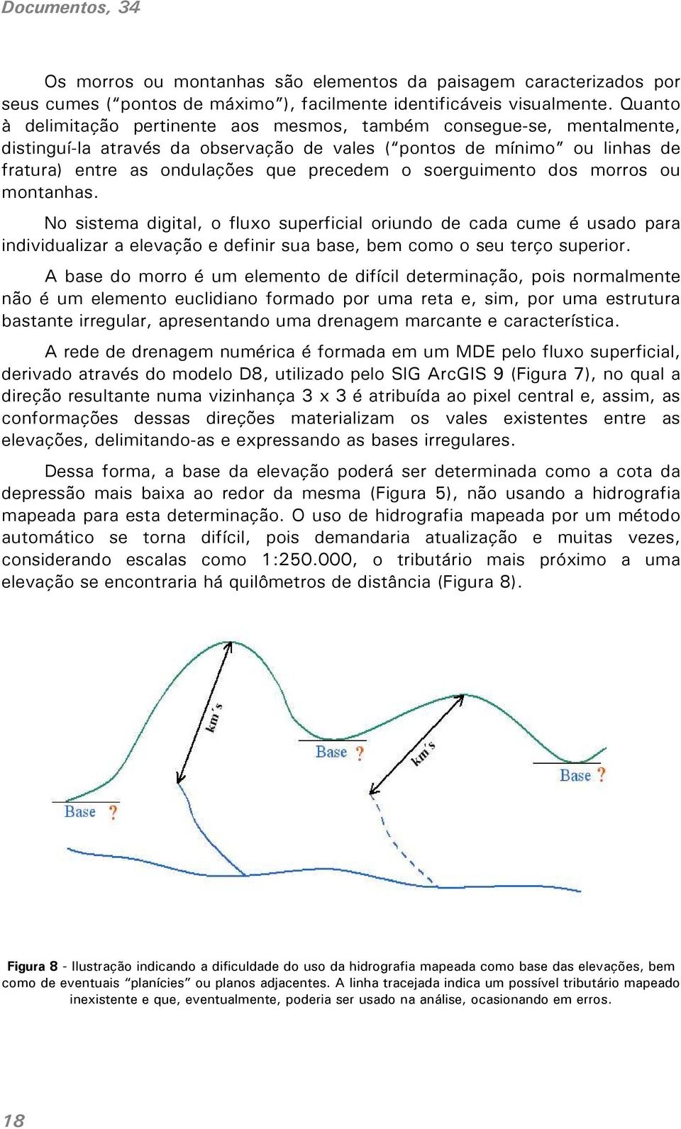 soerguimento dos morros ou montanhas. No sistema digital, o fluxo superficial oriundo de cada cume é usado para individualizar a elevação e definir sua base, bem como o seu terço superior.