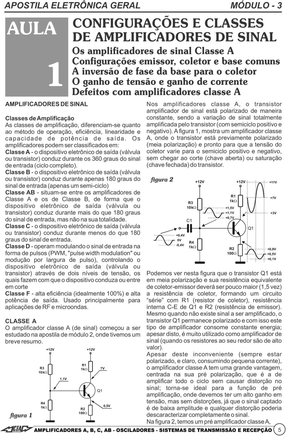 eficiência, linearidade e negativo). A figura 1, mostra um amplificador classe capacidade de potência de saída.